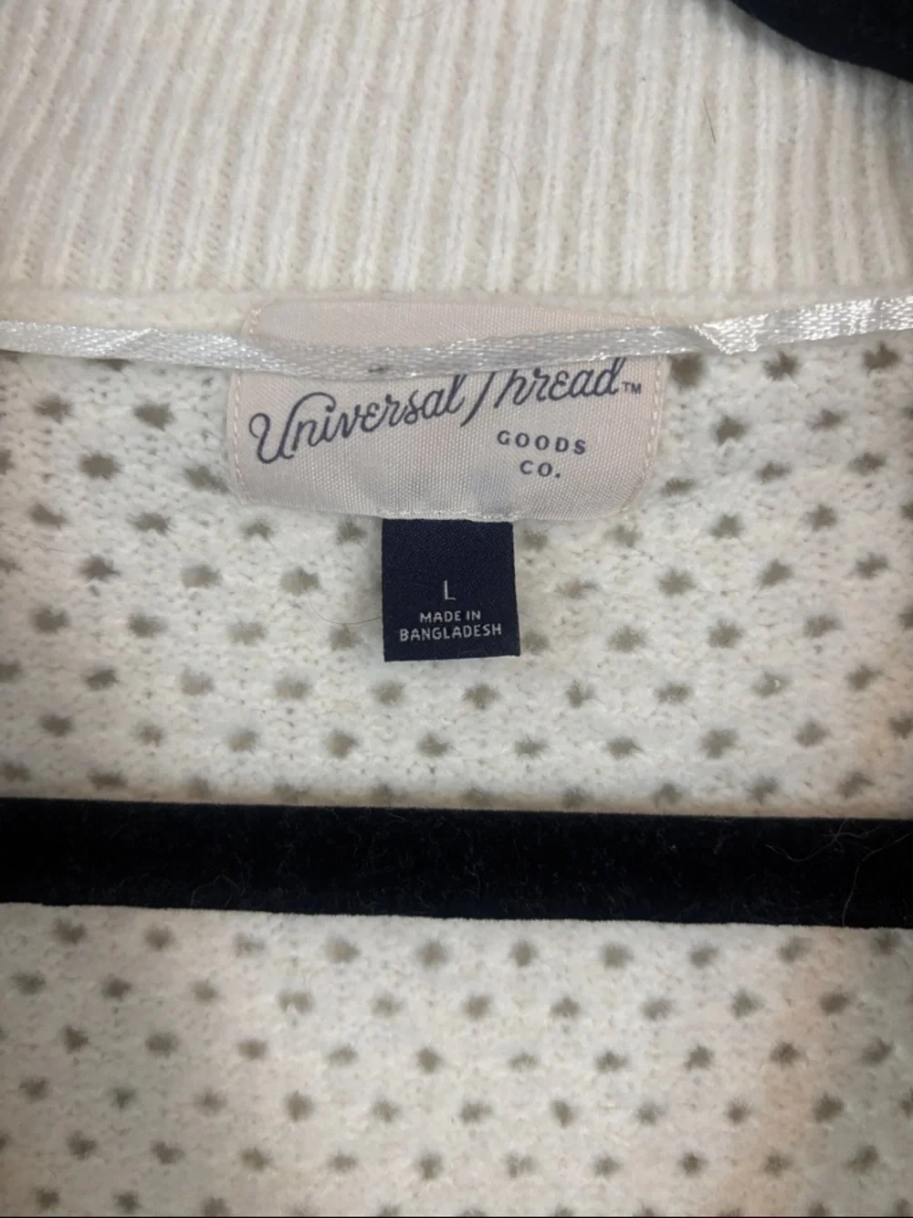 Universal thread Cream Open-Knit Half-Zip Funnel Collar Sweater